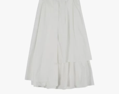 中长款不规则白色半身裙女宽松A字工装高腰褶...