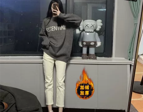 150小个子穿搭七分哈伦萝卜牛仔裤女秋冬加...