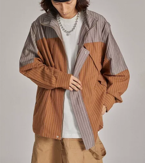 断码清仓*POH 西装拼色条纹套装 夹克 ...