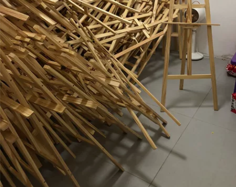 全新自用款实木原木色画架(高低可调节) 最...