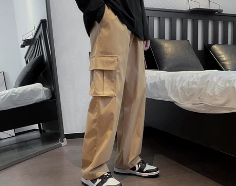 秋季工装裤子男士oversize休闲日系高...