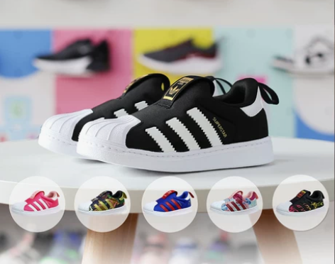 卡尔家adidas阿迪三叶草贝壳头童鞋透气...