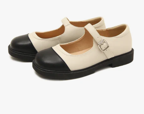 自然卷玛丽珍鞋女2021年春秋新款英伦风拼...