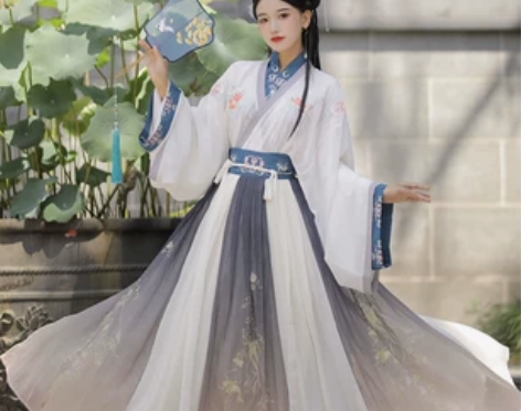 雨花央雪忆泉原创汉服女正品晋制交领齐腰襦裙...