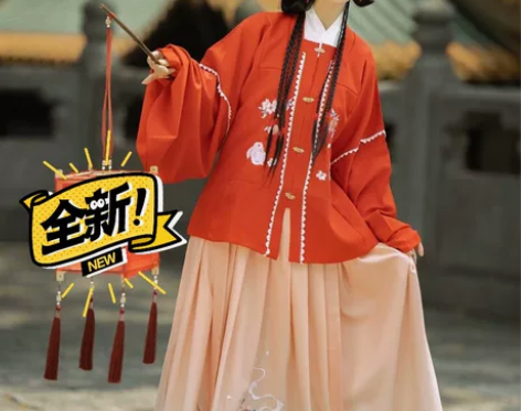 茗月萱【玉兔蟠桃】汉服女方领补服刺绣一片式...