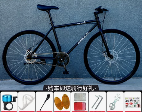 死飞自行车实心胎活飞双碟刹轻便公路赛网红成...