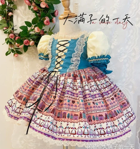 出花姐手作 粉色梦想屋 日本进口布 裙长4...