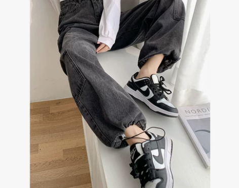 大码女装秋季牛仔裤2022年新款直筒高腰宽...