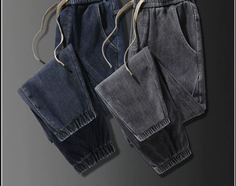 松紧腰牛仔裤男士春季新款潮牌痞帅宽松束脚工...