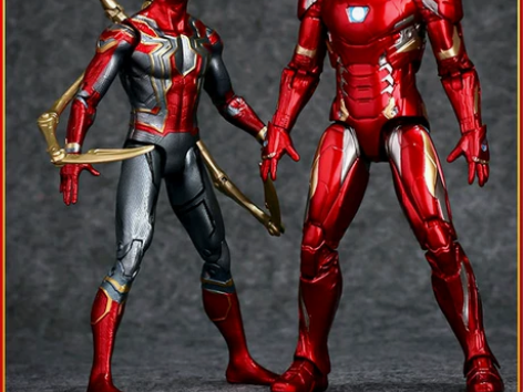 中动钢铁侠手办MK85底座发光支架版漫威周...