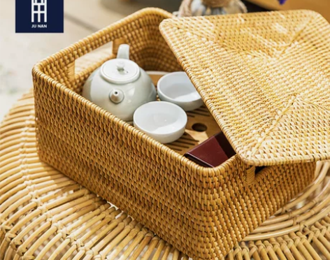 越南藤编收纳筐纯手工高端日式整理箱杂物收纳...