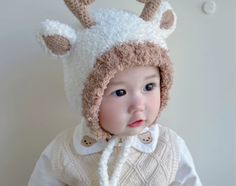 婴儿帽子秋冬款女宝宝男冬季加厚毛绒帽婴幼儿...