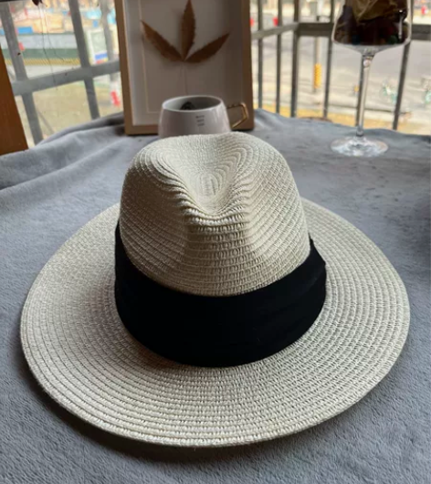 巴拿马草帽英伦礼帽韩版休闲百搭沙滩帽子女夏...