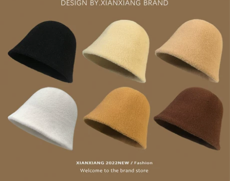 帽子女秋冬季羊毛呢渔夫帽素颜遮脸日系显脸小...