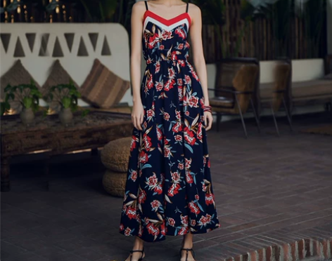 实拍沙滩裙女夏新款显瘦泰国风情裙子吊带连…...