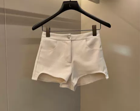 woppei 前短后长高腰呢子休闲短裤女秋...