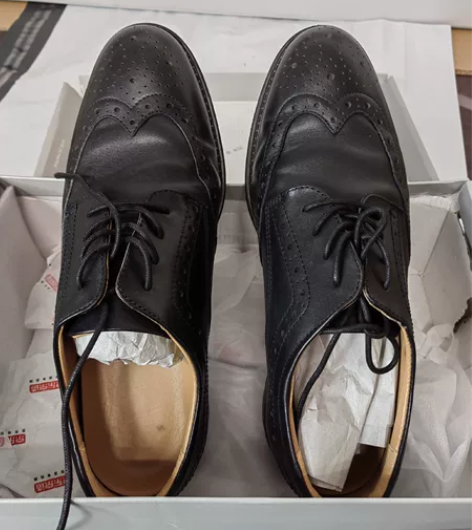 京东京造 头层牛皮英伦风系带布洛克男商务休...