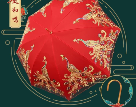 结婚红伞婚伞新娘伞婚庆中式出门红色婚礼伞陪...