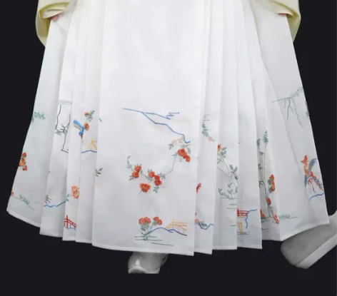 兰若庭汉服 印花  花鸟裙 马面裙XL码 ...