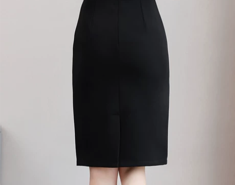 春夏职业裙女正装工作包臀高腰半身裙中长款黑...