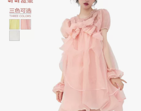 大蝴蝶结罩纱jsk拇指姑娘童话公主风原创榛...