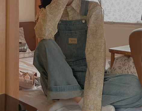 jmwomen 高腰直筒背带牛仔裤女夏季日...