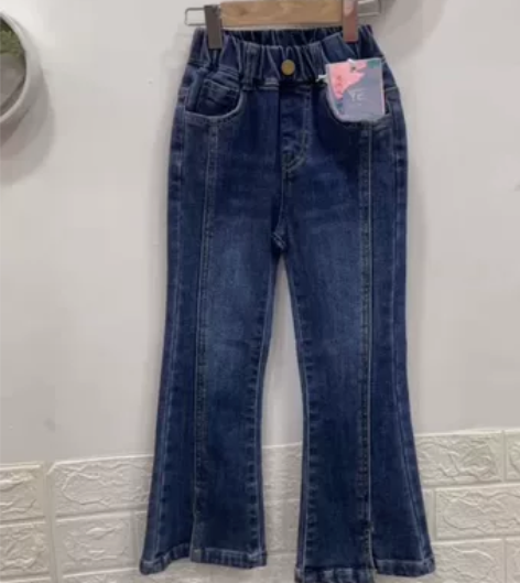 实体店清仓！儿童喇叭裤加绒牛仔裤女童裤子2...