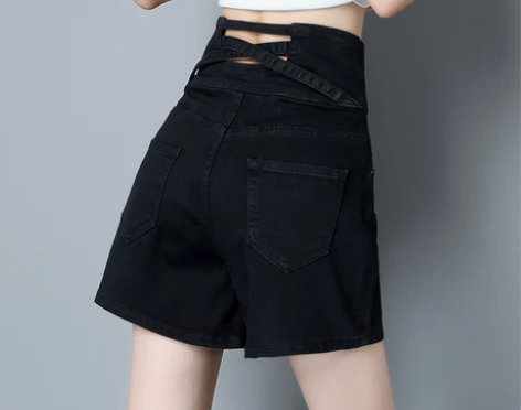 超高腰牛仔短裤女夏季薄款宽松阔腿a字202...