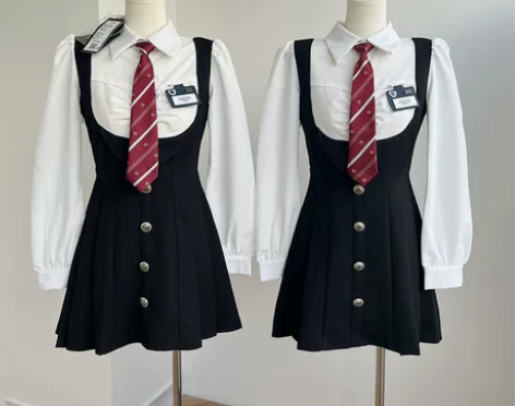 画解 校园小说女主 假两件连衣裙女秋学院风...