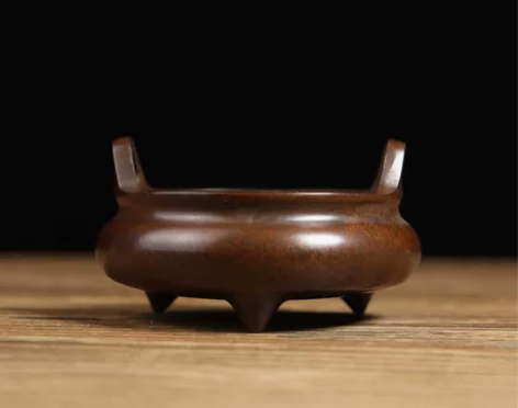 纯铜冲耳香炉经典古典熏香炉仿古大明宣德矮腹...