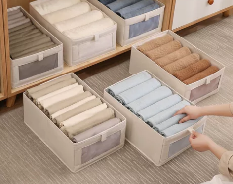 日式衣服整理收纳盒棉麻布艺材质,货物清仓,...