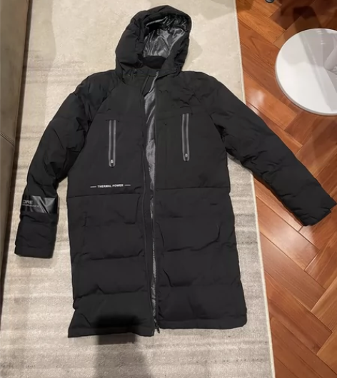 杰克琼斯黑色中长款连帽羽绒服,S170码 ...