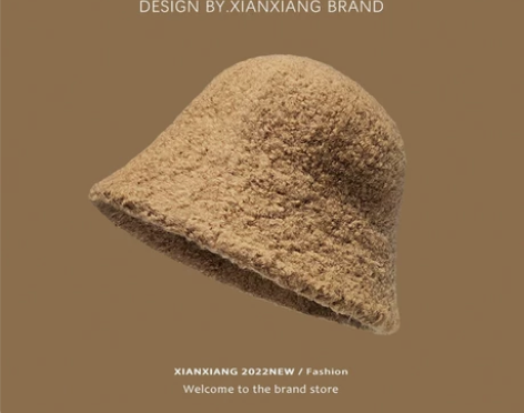 全新羊羔毛渔夫帽显脸小水桶帽纯色 感兴趣的...