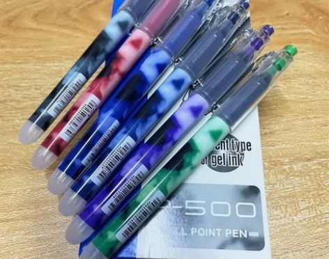 日本笔速干大容量中性笔p500学生考试墨水...