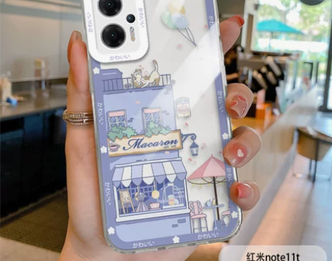 街景插画红米note11tpro手机壳女小...