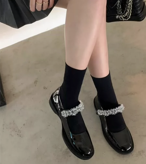 不二橘真皮平底jk单鞋英伦风小皮鞋复古玛丽...