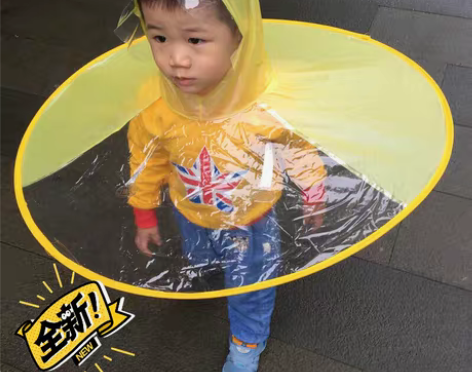包邮飞碟雨衣小孩小黄鸭斗篷雨衣宝宝抖音儿童...