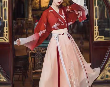 转卖汉服女原创魏晋制齐腰襦裙交领仙鹤直袖渐...