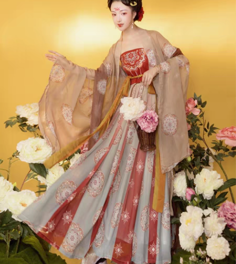 包邮玉术原创汉服女霓裳诃子裙大袖衫唐制春夏...