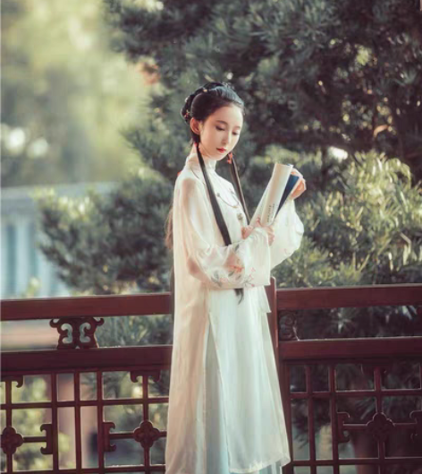 兰若庭 汉服 海棠春 立领 绣花 渐变 印...