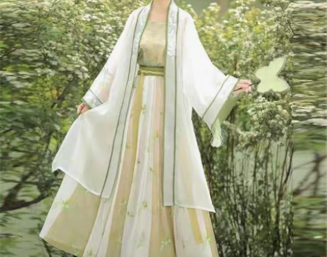 包邮茗月萱宋制汉服对襟长衫绣花褶裙汉服女改...