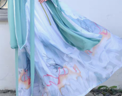 转卖如梦霓裳汉服女大袖衫交领齐腰襦裙鹿鸣刺...