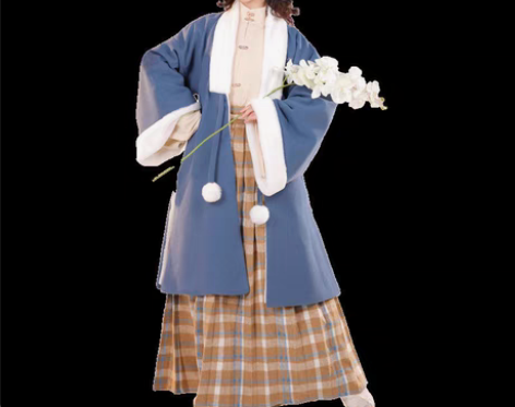 包邮原创(如意)明制汉服女套装汉元素格子披...