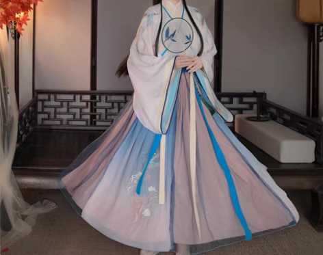 转卖蝉佩凤羽汉服女中国风交领齐腰襦裙古装超...