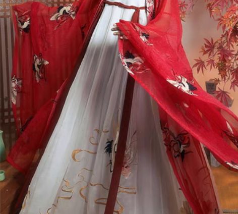 包邮都城南庄鹤舞诃子裙唐制汉服大袖 大全套...