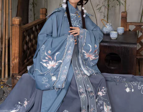 转卖清梳原创西府幽兰明制汉服立领长袄刺绣云...