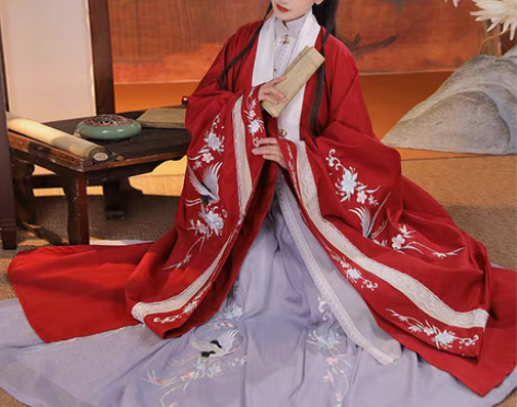 清梳原创云鹤辞明制汉服女对襟长衫刺绣云肩 ...