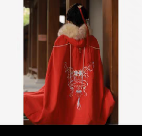 知锦 斗篷 五五年汉服女秋冬加绒保暖带不可...