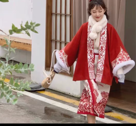 包邮七月夕 织祈 改良宋制半臂飞机袖短衫呢...