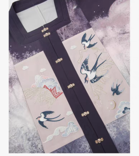 包邮七月夕 诸神黄昏 明制方领绣花补服印花...